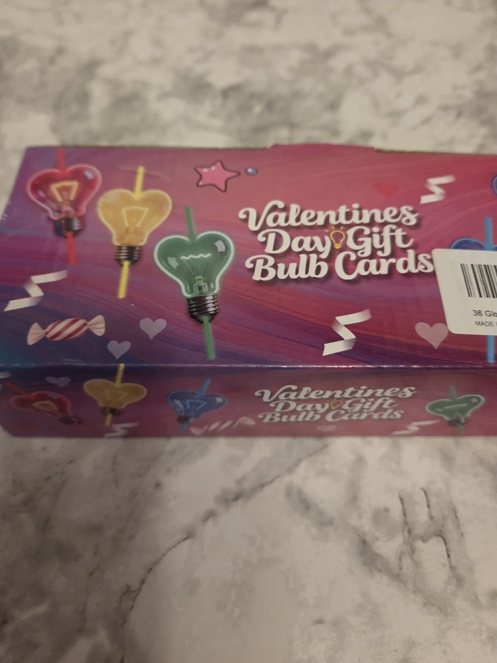 36 Pack Neon Valentine's Day Gift Bulb Cards with Glow Sticks
